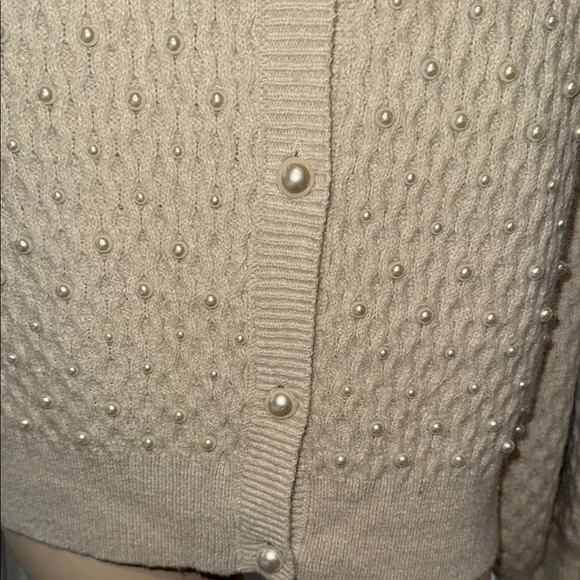 Women's Beige Cardigan Sweater - Picture 2 of 8